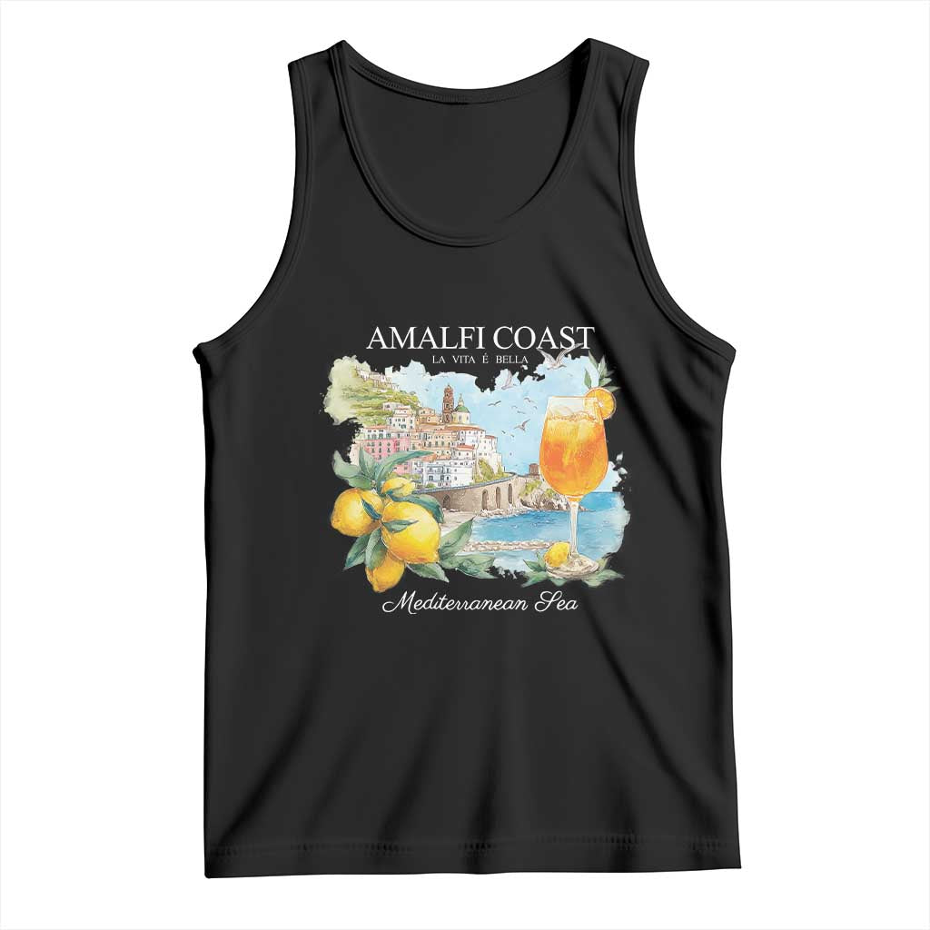 Amalfi Coast Italy Travel Tank Top La Vita E Bella Lemon Travel Souvenir TS11 Black Print Your Wear