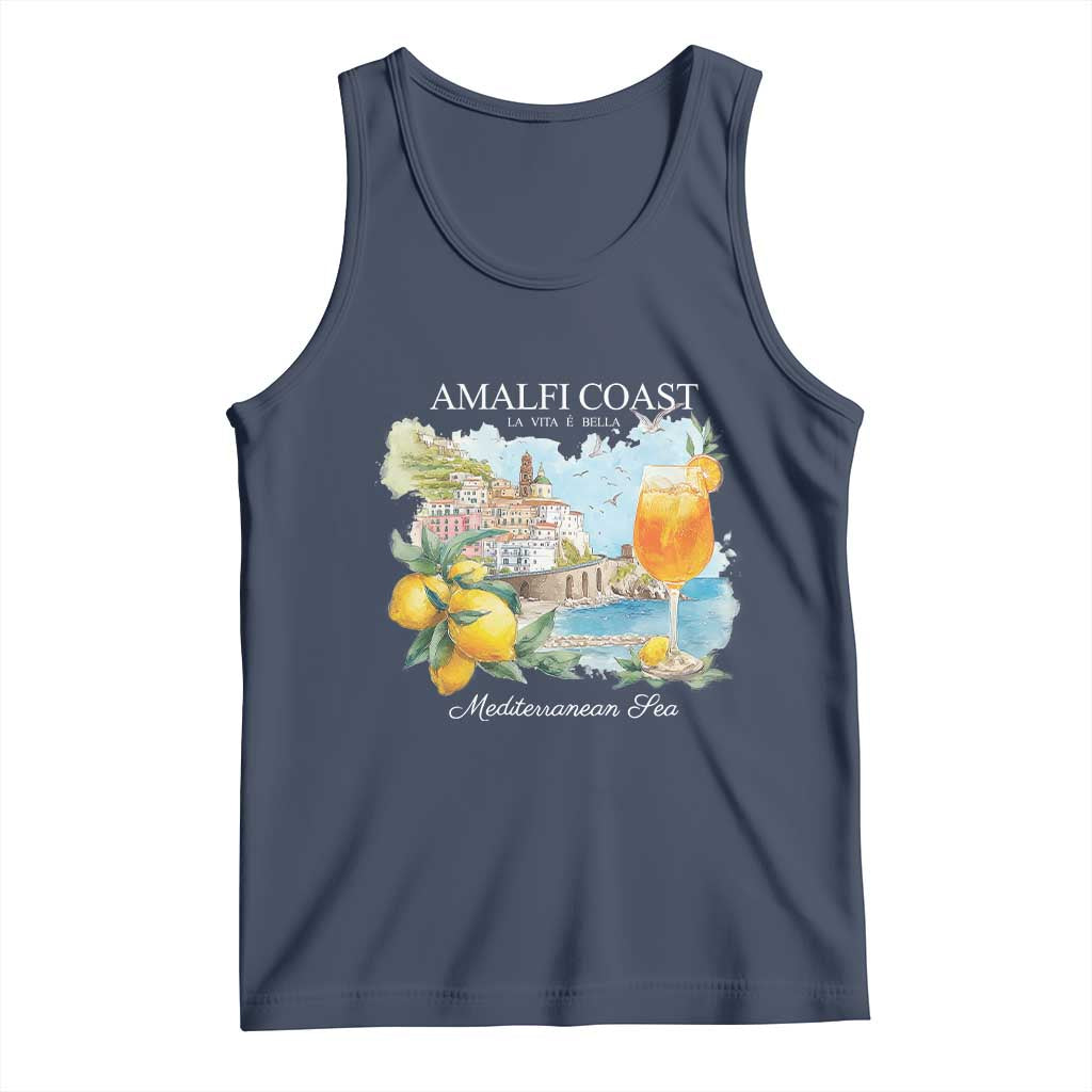 Amalfi Coast Italy Travel Tank Top La Vita E Bella Lemon Travel Souvenir TS11 Navy Print Your Wear