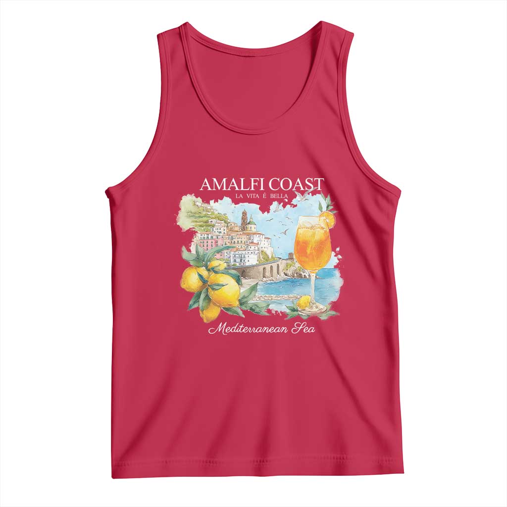 Amalfi Coast Italy Travel Tank Top La Vita E Bella Lemon Travel Souvenir TS11 Red Print Your Wear