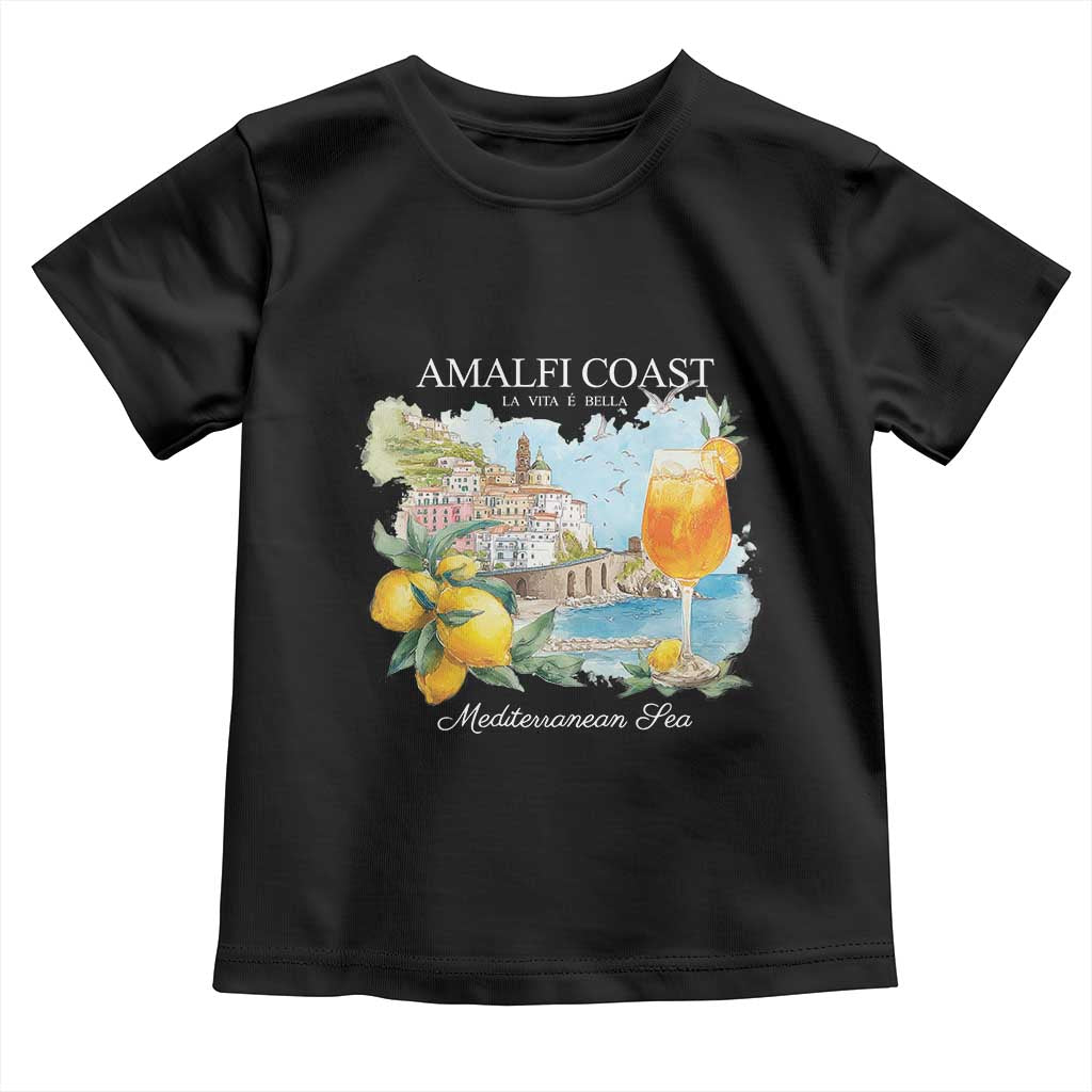 Amalfi Coast Italy Travel Toddler T Shirt La Vita E Bella Lemon Travel Souvenir TS11 Black Print Your Wear