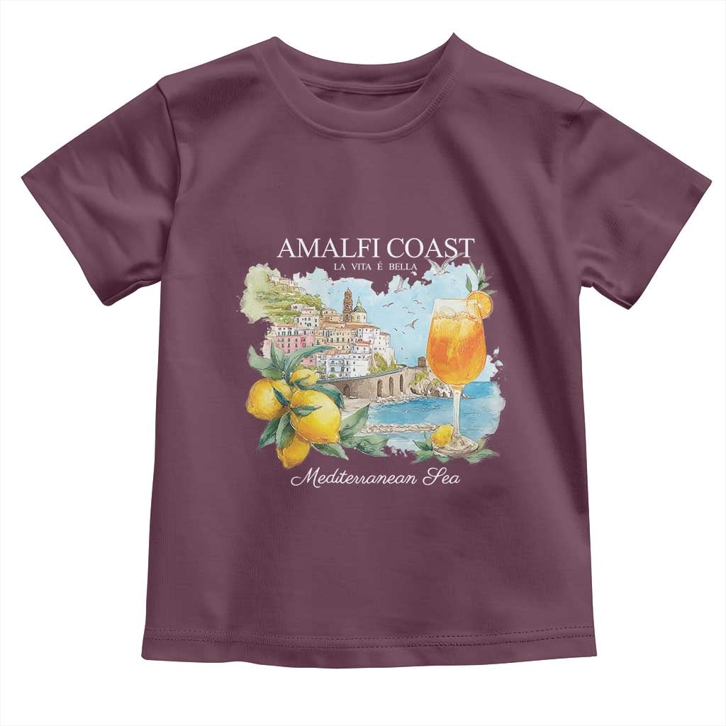 Amalfi Coast Italy Travel Toddler T Shirt La Vita E Bella Lemon Travel Souvenir TS11 Maroon Print Your Wear