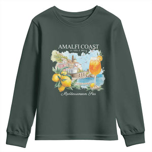 Amalfi Coast Italy Travel Youth Sweatshirt La Vita E Bella Lemon Travel Souvenir TS11 Dark Forest Green Print Your Wear