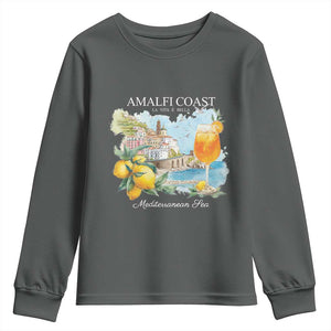 Amalfi Coast Italy Travel Youth Sweatshirt La Vita E Bella Lemon Travel Souvenir TS11 Dark Heather Print Your Wear
