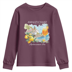 Amalfi Coast Italy Travel Youth Sweatshirt La Vita E Bella Lemon Travel Souvenir TS11 Maroon Print Your Wear