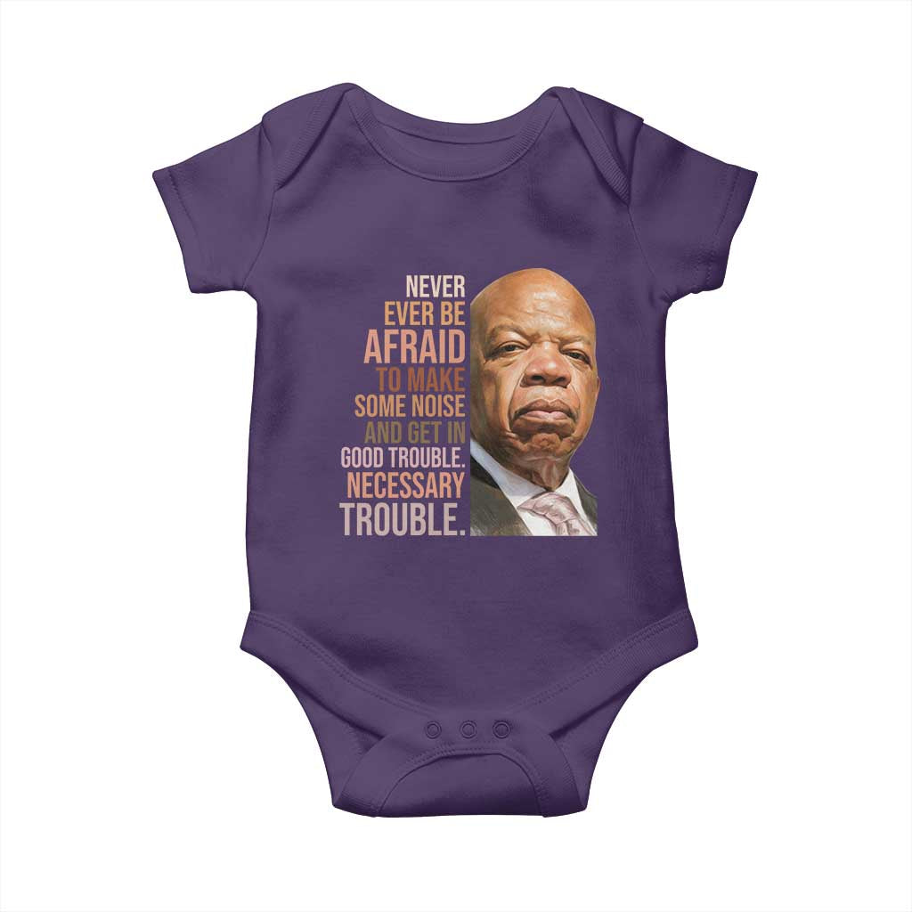 John Lewis Baby Onesie Never Ever Be Afraid To Make Some Noise And Get In Good Trouble Necessary Trouble TS11 Purple Print Your Wear