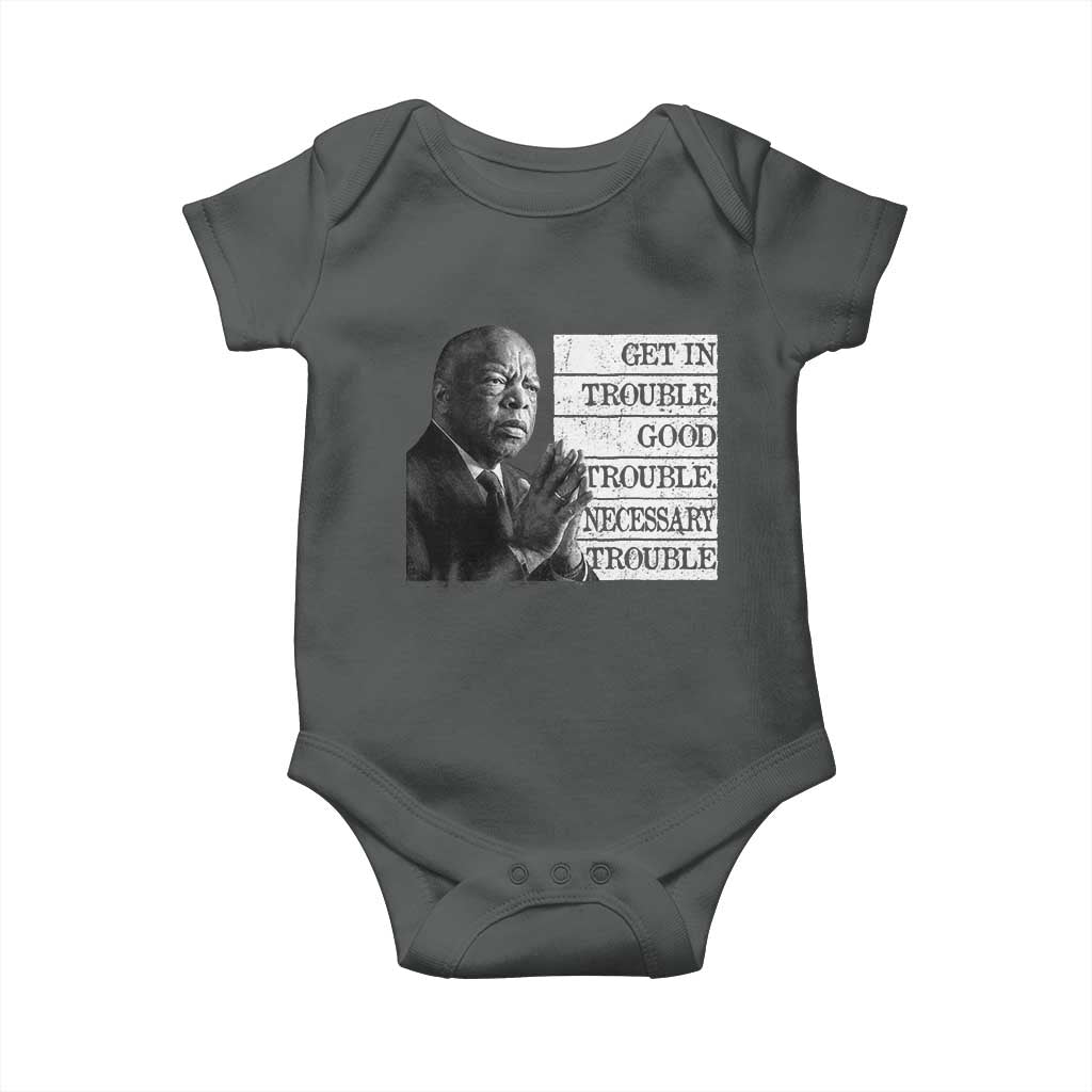 John Lewis Baby Onesie Get In Good Necessary Trouble Social Justice TS11 Dark Heather Print Your Wear
