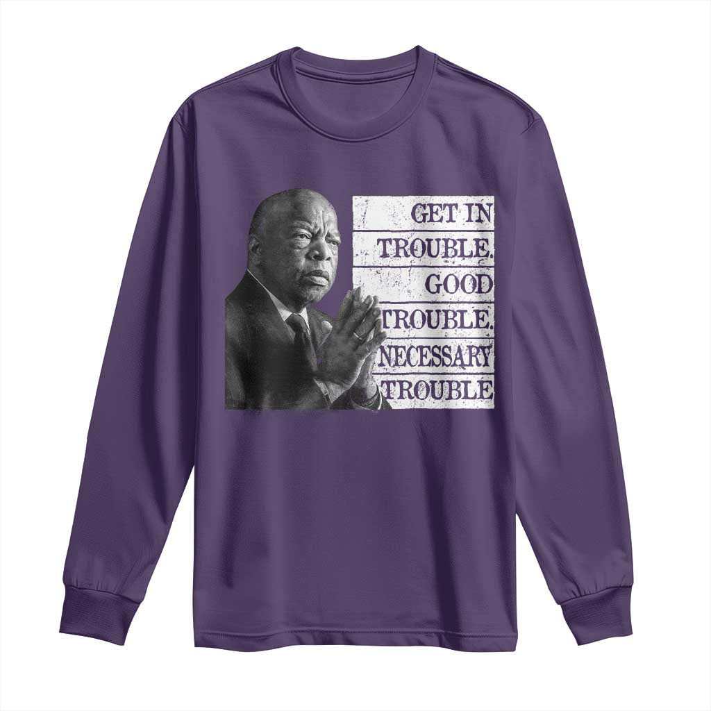 John Lewis Long Sleeve Shirt Get In Good Necessary Trouble Social Justice TS11 Purple Print Your Wear