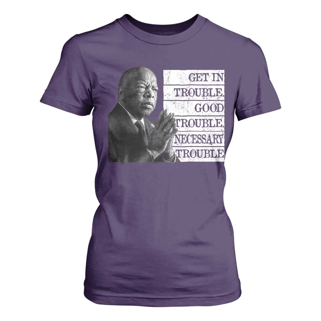 John Lewis T Shirt For Women Get In Good Necessary Trouble Social Justice TS11 Purple Print Your Wear
