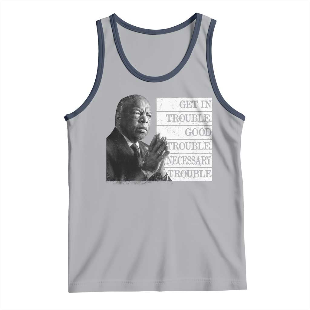 John Lewis Tank Top Get In Good Necessary Trouble Social Justice TS11 Athletic Heather Navy Print Your Wear