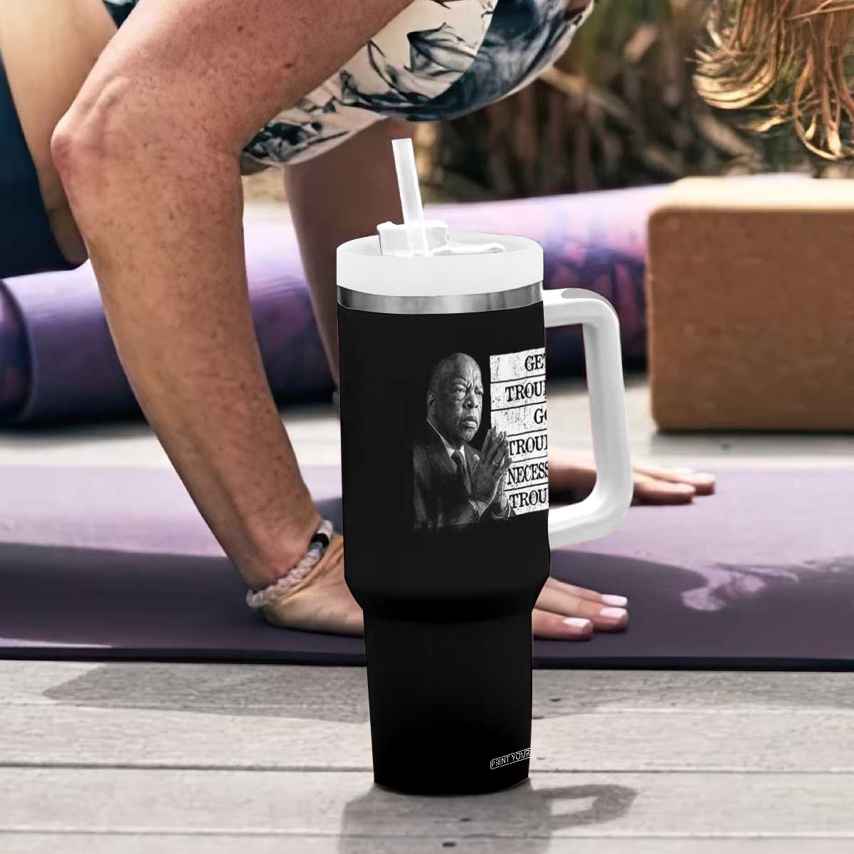 John Lewis Tumbler With Handle Get In Good Necessary Trouble Social Justice TS11 Print Your Wear