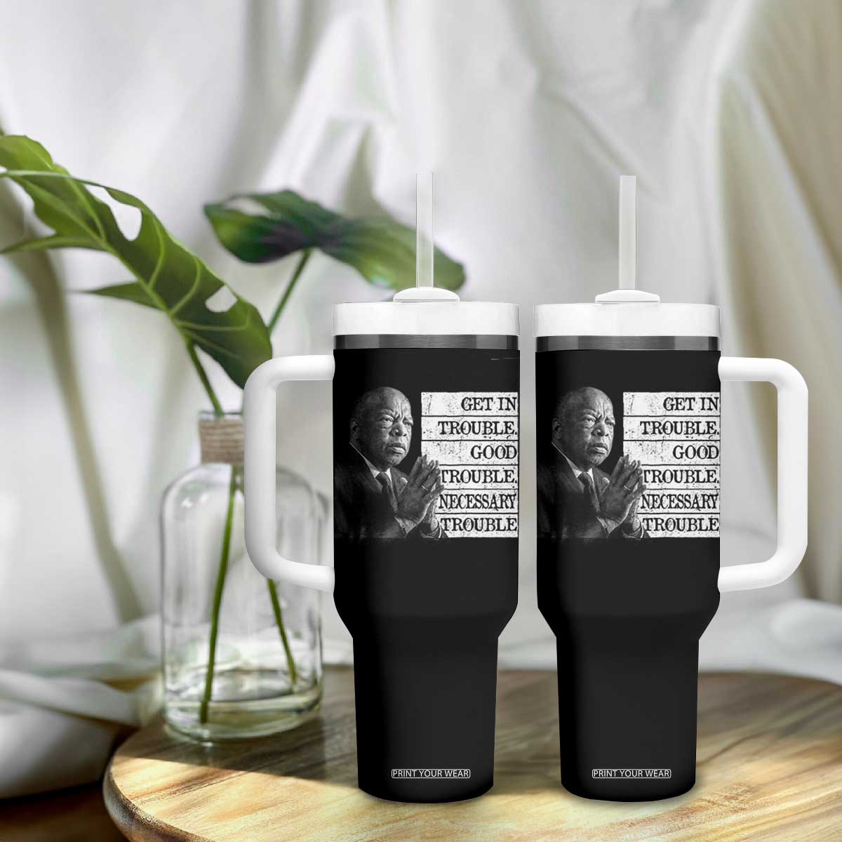 John Lewis Tumbler With Handle Get In Good Necessary Trouble Social Justice TS11 Print Your Wear