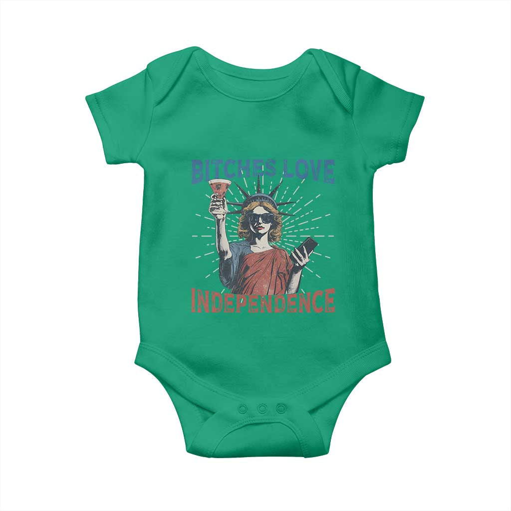 Funny Bitches Love Independence 4th Of July Baby Onesie Retro Statue Of Liberty TS11 Irish Green Print Your Wear