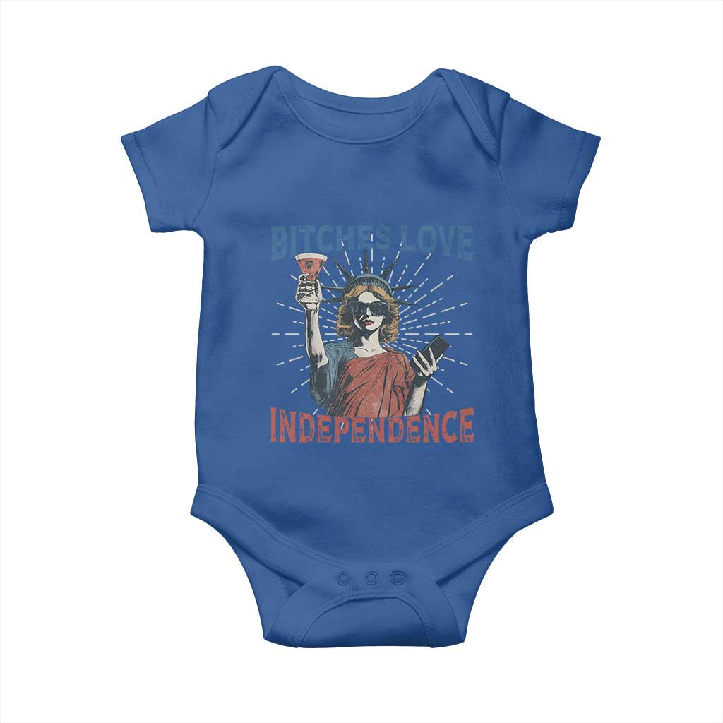 Funny Bitches Love Independence 4th Of July Baby Onesie Retro Statue Of Liberty TS11 Royal Blue Print Your Wear
