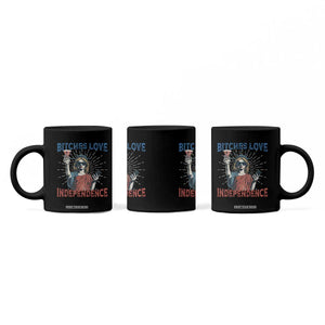 Funny Bitches Love Independence 4th Of July Coffee Mug Retro Statue Of Liberty TS11 Print Your Wear