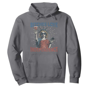 Funny Bitches Love Independence 4th Of July Hoodie Retro Statue Of Liberty TS11 Charcoal Print Your Wear