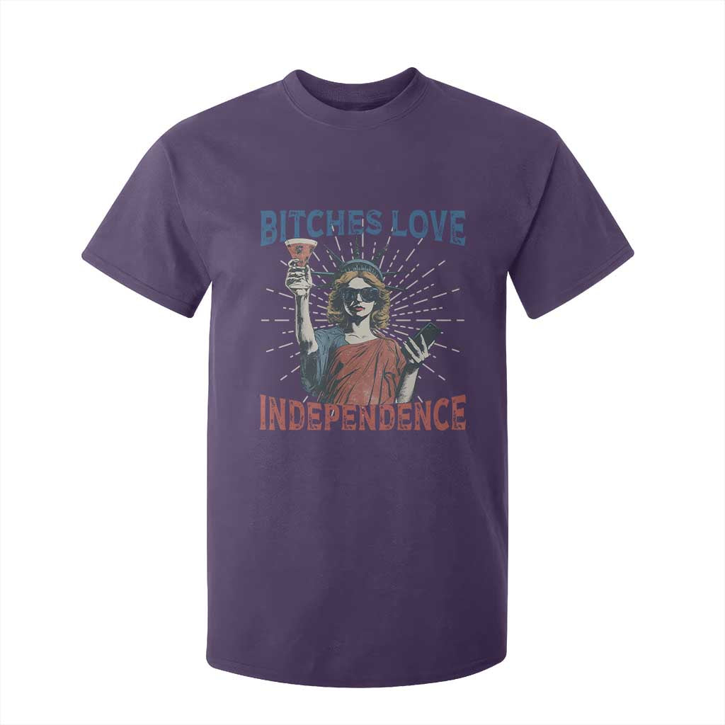 Funny Bitches Love Independence 4th Of July T Shirt For Kid Retro Statue Of Liberty TS11 Purple Print Your Wear