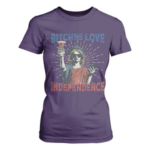 Funny Bitches Love Independence 4th Of July T Shirt For Women Retro Statue Of Liberty TS11 Purple Print Your Wear