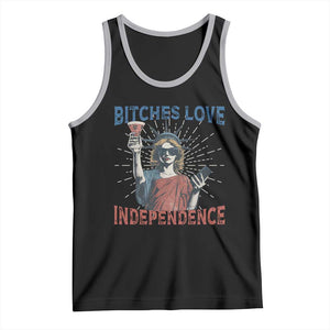 Funny Bitches Love Independence 4th Of July Tank Top Retro Statue Of Liberty TS11 Black Athletic Heather Print Your Wear
