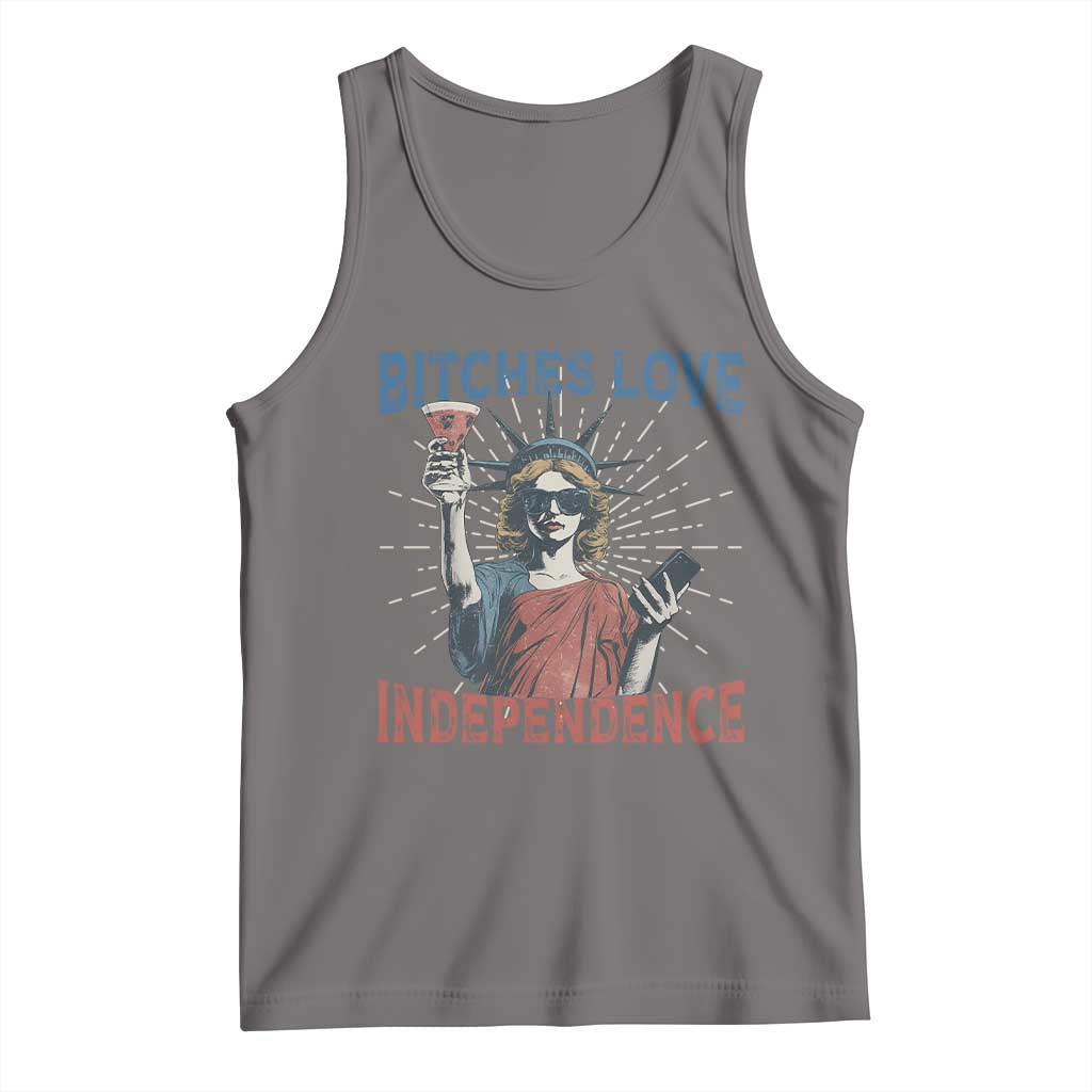 Funny Bitches Love Independence 4th Of July Tank Top Retro Statue Of Liberty TS11 Deep Heather Print Your Wear