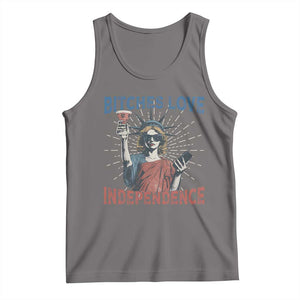 Funny Bitches Love Independence 4th Of July Tank Top Retro Statue Of Liberty TS11 Deep Heather Print Your Wear