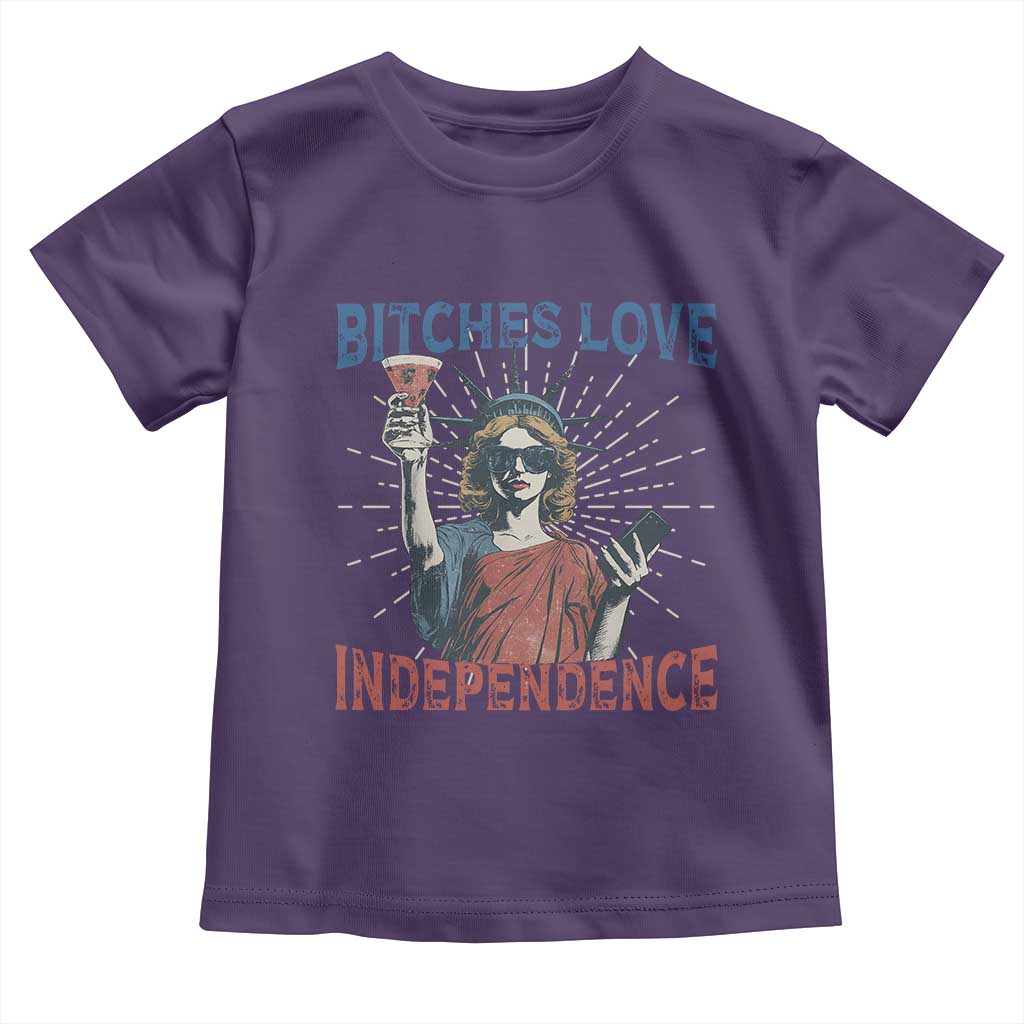 Funny Bitches Love Independence 4th Of July Toddler T Shirt Retro Statue Of Liberty TS11 Purple Print Your Wear