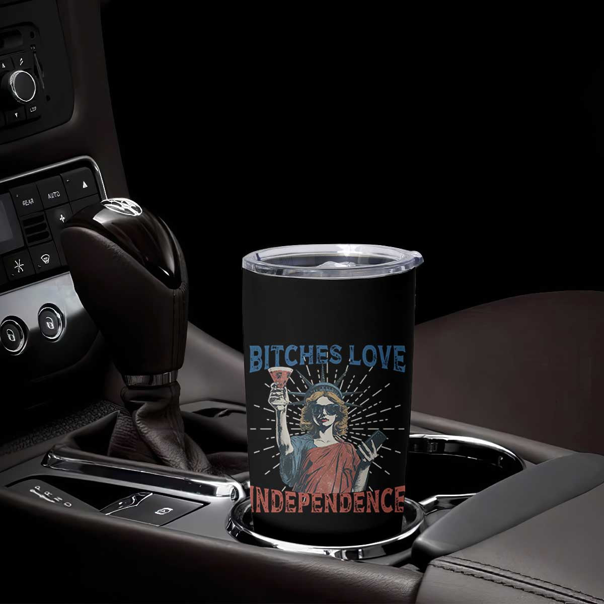 Funny Bitches Love Independence 4th Of July Tumbler Cup Retro Statue Of Liberty TS11 Print Your Wear