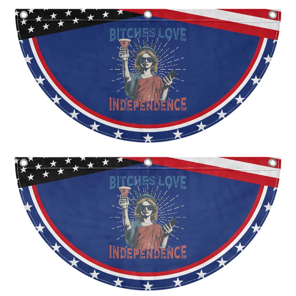Funny Bitches Love Independence 4th Of July Patriotic Fan Flag Retro Statue Of Liberty