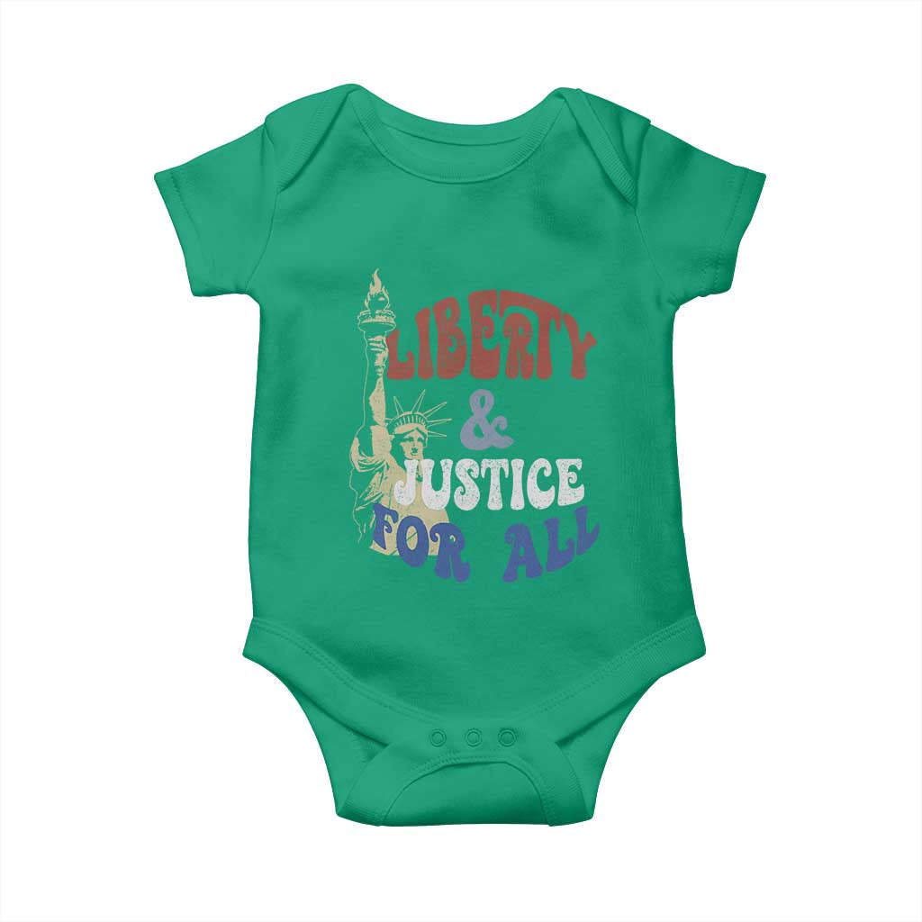 Funny 4th of July Liberty And Justice For All Baby Onesie Statue Of Liberty TS11 Irish Green Print Your Wear