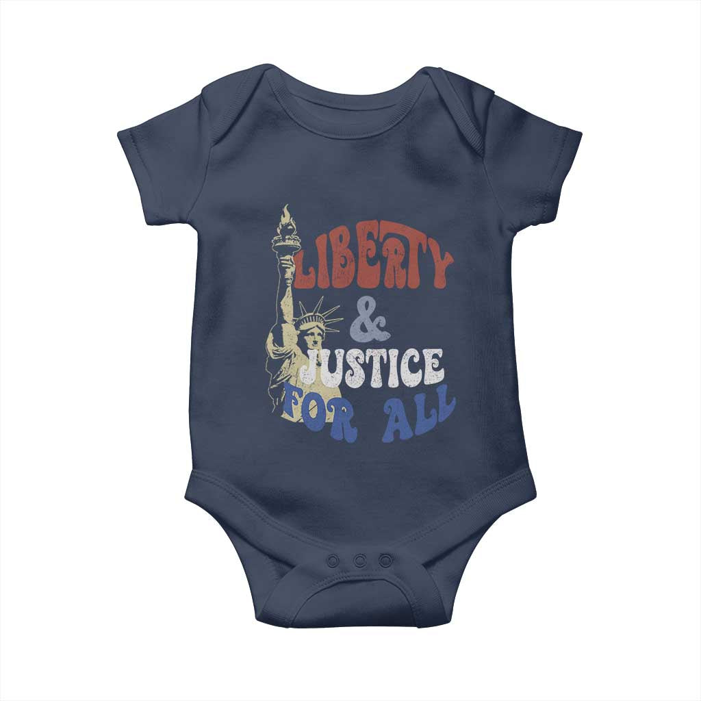 Funny 4th of July Liberty And Justice For All Baby Onesie Statue Of Liberty TS11 Navy Print Your Wear