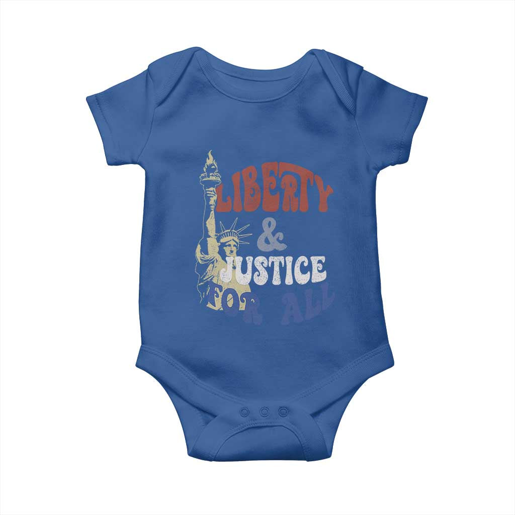 Funny 4th of July Liberty And Justice For All Baby Onesie Statue Of Liberty TS11 Royal Blue Print Your Wear
