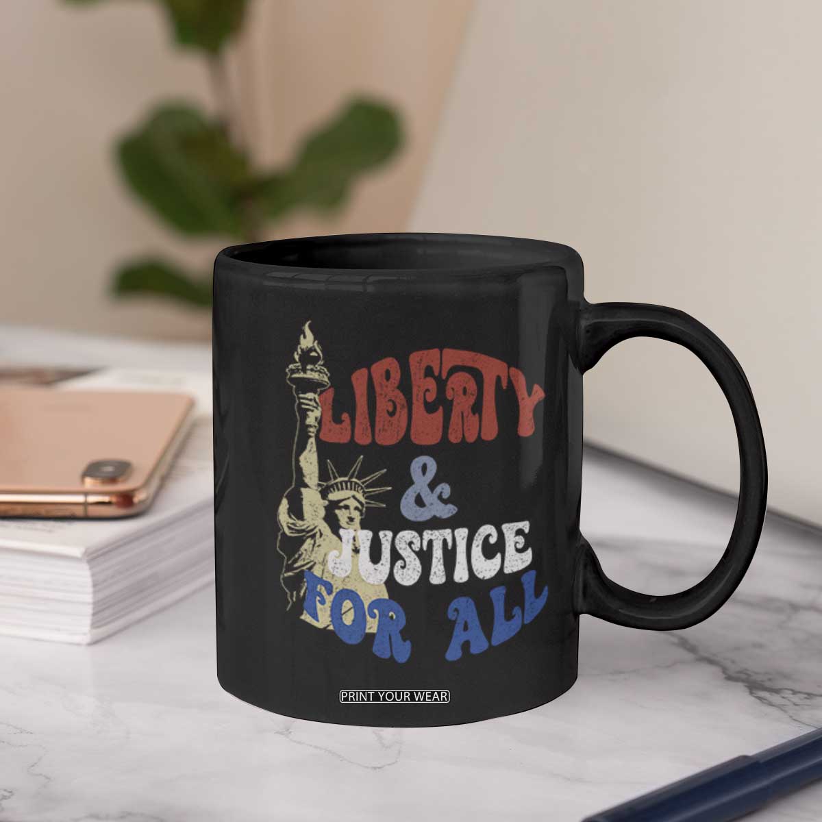 Funny 4th of July Liberty And Justice For All Coffee Mug Statue Of Liberty TS11 Print Your Wear