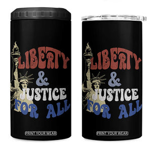Funny 4th of July Liberty And Justice For All 4 in 1 Can Cooler Tumbler Statue Of Liberty TS11 One Size: 16 oz Black Print Your Wear
