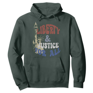 Funny 4th of July Liberty And Justice For All Hoodie Statue Of Liberty TS11 Dark Forest Green Print Your Wear