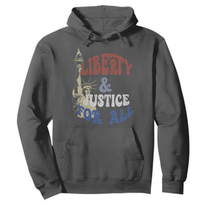 Funny 4th of July Liberty And Justice For All Hoodie Statue Of Liberty TS11 Dark Heather Print Your Wear