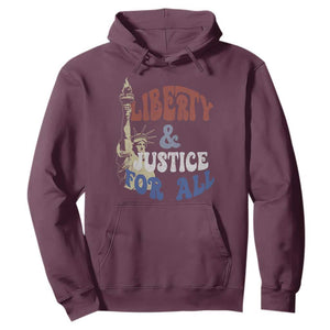 Funny 4th of July Liberty And Justice For All Hoodie Statue Of Liberty TS11 Maroon Print Your Wear