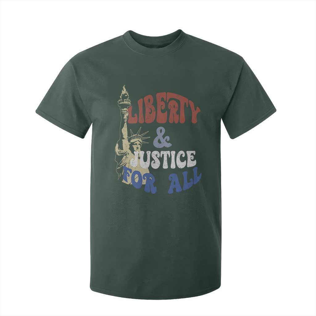 Funny 4th of July Liberty And Justice For All T Shirt For Kid Statue Of Liberty TS11 Dark Forest Green Print Your Wear