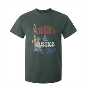 Funny 4th of July Liberty And Justice For All T Shirt For Kid Statue Of Liberty TS11 Dark Forest Green Print Your Wear