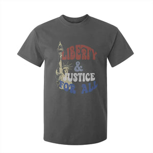 Funny 4th of July Liberty And Justice For All T Shirt For Kid Statue Of Liberty TS11 Dark Heather Print Your Wear