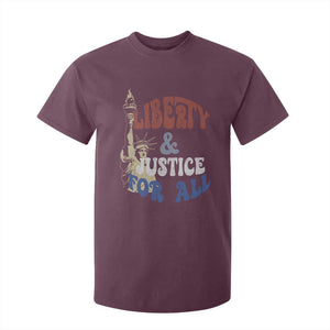 Funny 4th of July Liberty And Justice For All T Shirt For Kid Statue Of Liberty TS11 Maroon Print Your Wear