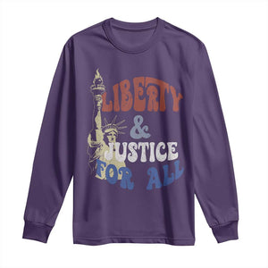 Funny 4th of July Liberty And Justice For All Long Sleeve Shirt Statue Of Liberty TS11 Purple Print Your Wear