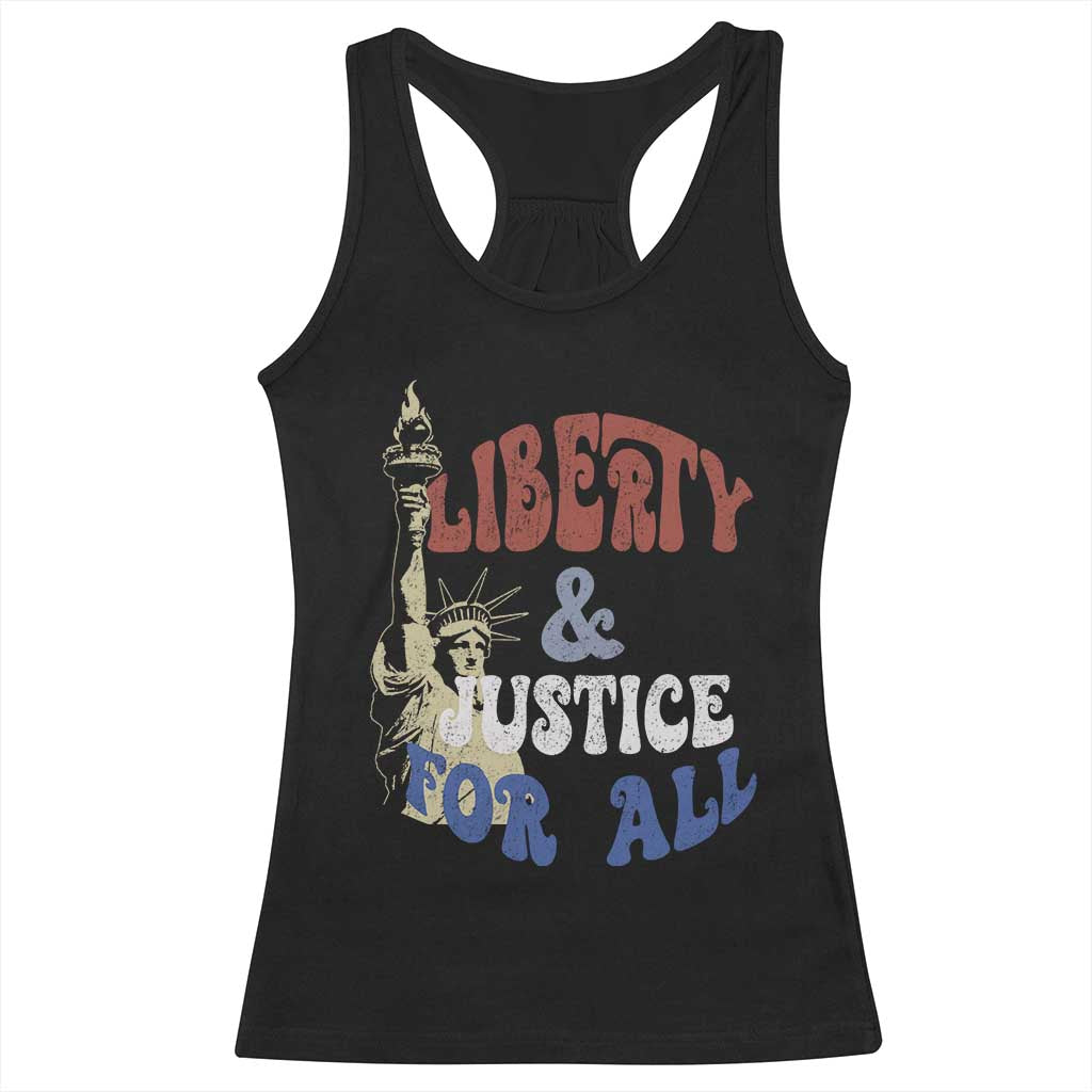 Funny 4th of July Liberty And Justice For All Racerback Tank Top Statue Of Liberty TS11 Black Print Your Wear