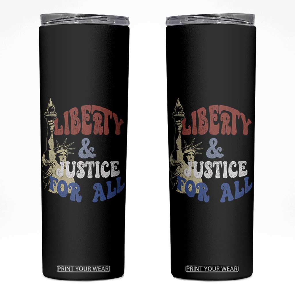 Funny 4th of July Liberty And Justice For All Skinny Tumbler Statue Of Liberty TS11 Black Print Your Wear