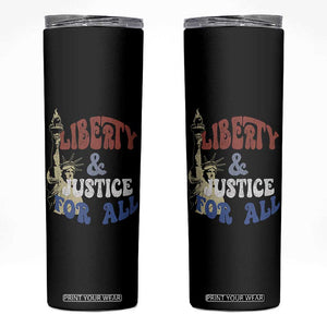 Funny 4th of July Liberty And Justice For All Skinny Tumbler Statue Of Liberty TS11 Black Print Your Wear