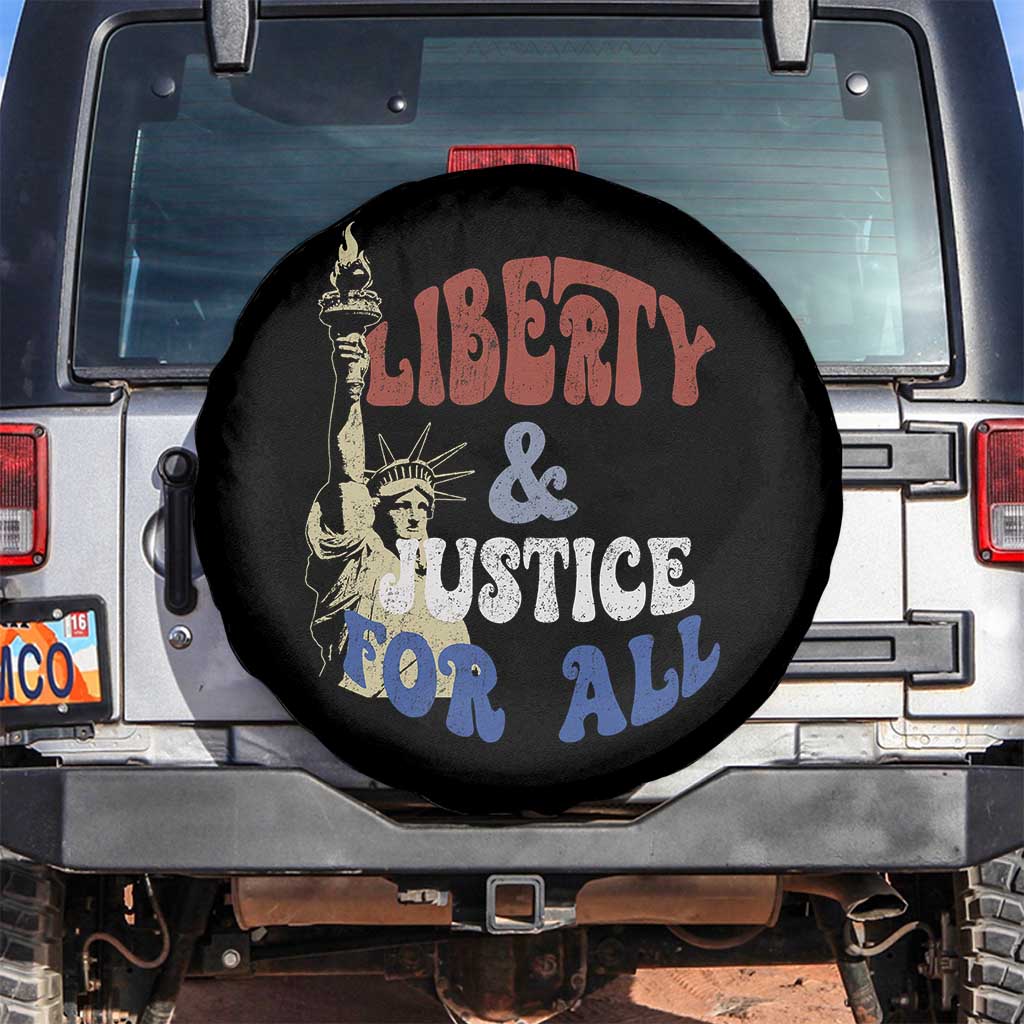 Funny 4th of July Liberty And Justice For All Spare Tire Cover Statue Of Liberty TS11 No hole Black Print Your Wear
