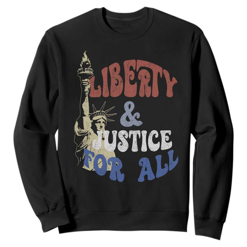 Funny 4th of July Liberty And Justice For All Sweatshirt Statue Of Liberty TS11 Black Print Your Wear