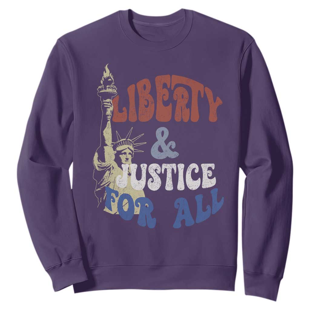 Funny 4th of July Liberty And Justice For All Sweatshirt Statue Of Liberty TS11 Purple Print Your Wear