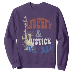 Funny 4th of July Liberty And Justice For All Sweatshirt Statue Of Liberty TS11 Purple Print Your Wear