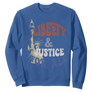 Funny 4th of July Liberty And Justice For All Sweatshirt Statue Of Liberty TS11 Royal Blue Print Your Wear