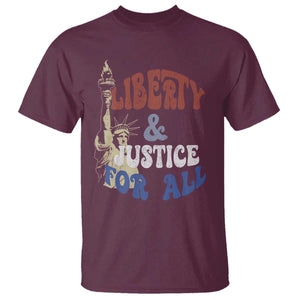 Funny 4th of July Liberty And Justice For All T Shirt Statue Of Liberty TS11 Maroon Print Your Wear