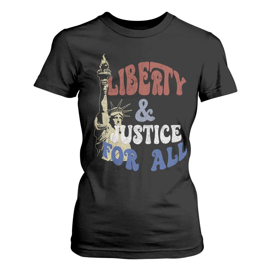 Funny 4th of July Liberty And Justice For All T Shirt For Women Statue Of Liberty TS11 Black Print Your Wear